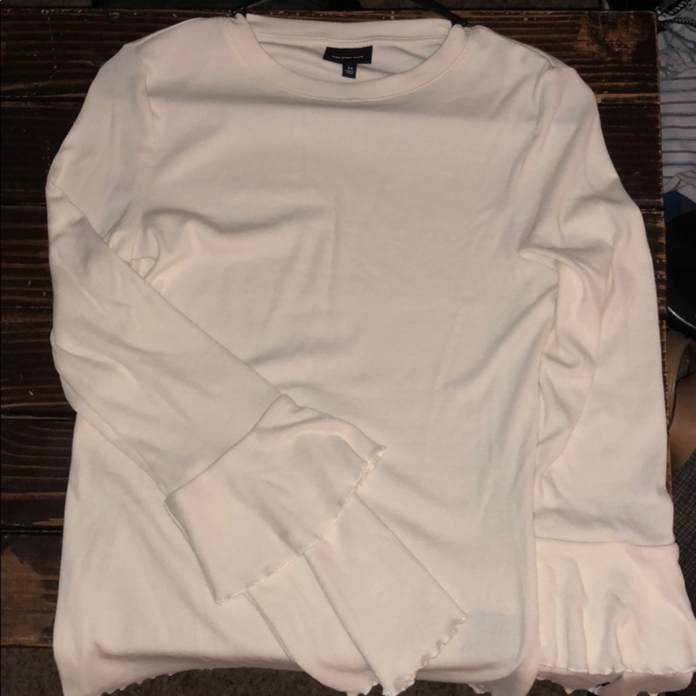 Who What Wear cream long-sleeve, bell-sleeve top